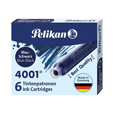 Imagen de Pelikan 301184A Juego de Cartuchos Tinta 4001 Para Plumas Estilográficas Tp6, Paquete 60 Unidades/10 Cajas 6 Cartuchos, Azul Negro