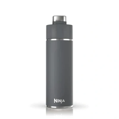 Imagen de Ninja Thirsti botella de agua acero inoxidable 530 ml, térmica con tapa antigoteo y triple aislamiento para bebidas gas, calientes frías, deportiva viaje, gris, DW1801EUUKGY