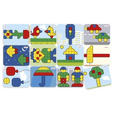 Imagen de Miniland Superpegs: Pack de 12 Modelos (Variado) Primary Colors Pizarra mosaicos, Multicolor (95076)