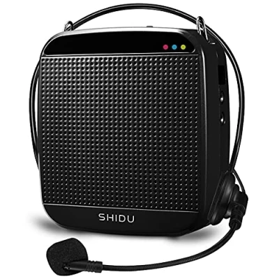 Imagen de Shidu Amplificador de Voz con micrófono portatil Profesional Mini amplificadores 30W batería Recargable Sistema megafonía micrófonos para Profesores, aulas, reuniones y Exteriores
