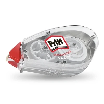 Imagen de Pritt Rodillo corrector Compact Flex con punta flexible y función push pull para la aplicación a doble cara, se puede escribir encima inmediatamente, ancho aprox. 4,2 mm, longitud 10 m