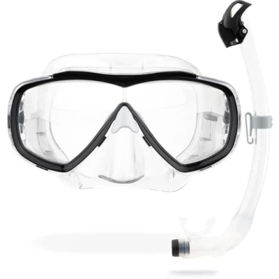 Imagen de CRESSI Set Combo Máscara Estrella e Snorkel Seal Dry para Buceo Snorkeling, Unisex Adult, Transparente/Negro, Talla Única