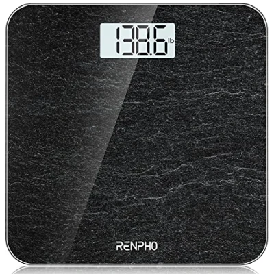 Imagen de RENPHO báscula de baño con sensores alta precisión, digital para personas tecnología step on, peso cristal seguridad, mármol