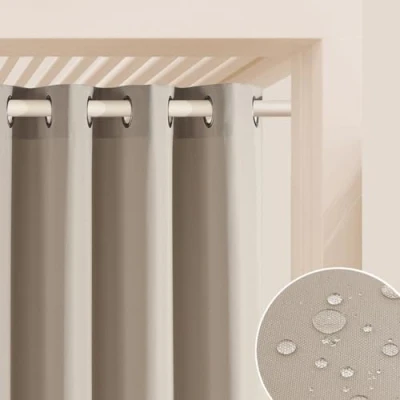 Imagen de ROOM99 Garden Line Cortinas para Exteriores con Ojales, 155 x 220 cm de Ancho Alto, Resistente a la Intemperie, Impermeable, protección Solar, jardín, al Viento, Color
