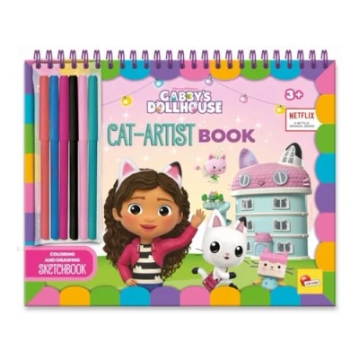 Imagen de Lisciani LA CASA DE MUÑECAS GABBY GAB TASTIC Libro para colorear y dibujar niños 3+ 30 páginas personalizables Con pegatinas 6 rotuladores DOLLHOUSE