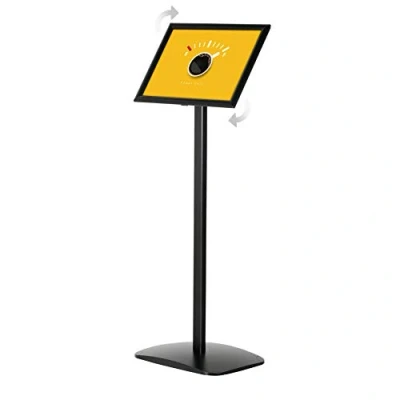 Imagen de DISPLAY SALES Porta folletos para carteles DIN A3 Soporte de información negro (1,20 m altura total) Placa base aluminio pesado puesto retrato/paisaje