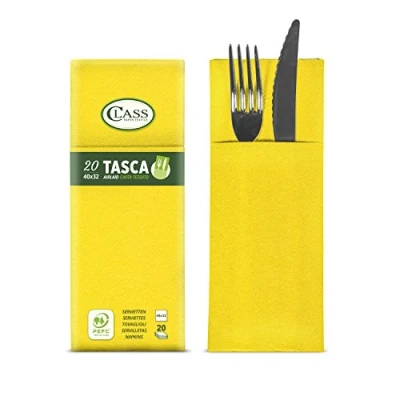 Imagen de CLASS 10 C4032TA 131 PEFC Airlaid Servilletas de Bolsillo Cubiertos, Papel, Amarillo, 40x32x0.8 cm, 20