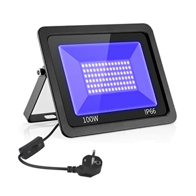 Imagen de Eleganted 365nm Luz Negra Ultravioleta,100W Foco LED UV IP66 Impermeable Luces Ultravioleta para Fluorescente Pintura,Pinta Corporal,Halloween,GLOW Fiesta,Neón,DJ