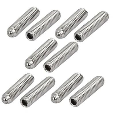 Imagen de sourcing map M4x16mm Tornillo Prisionero de muelle acero inoxidable 304 con punta bola hexagonal 10pcs