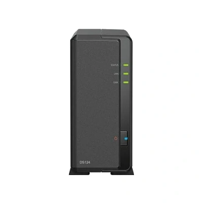 Imagen de Synology DS124 Estación de disco NAS 1 bahía (Realtek RTD1619B 4 núcleos, 1,7 GHz, GB DDR4, puerto LAN RJ 45, GbE) paquete TB con duro Seagate IronWolf
