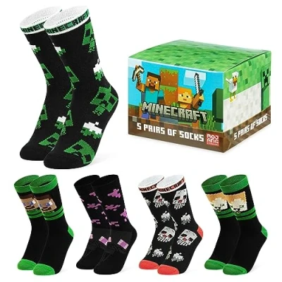 Imagen de Minecraft Calcetines Niños Pack de 3 Divertidos Niño Merchandising Oficial Regalo para Gamers Tallas 31 36 y 37 40 (Negro/Multi, 36)