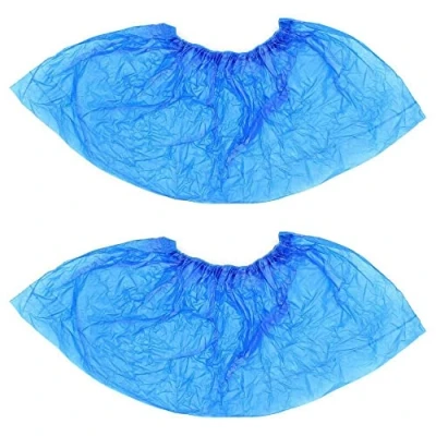 Imagen de Fundas de Zapatos, Cubrezapatos Desechables 200 Piezas, AURMOO PE Desechables, Zapatos Antideslizantes e Impermeables (100 Pares, Azul)