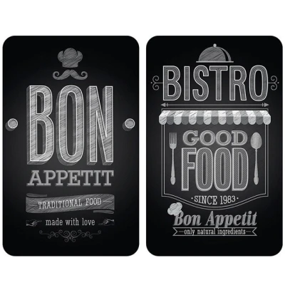 Imagen de WENKO Placas Cobertoras de Vidrio Universales Bon Appetit, Cubre Vitrocerámica 2 Piezas, Protector Placa Induccion Cocina, Antisalpicaduras Utensilios Resiste impactos, 30 x 52 cm