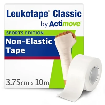 Imagen de Leukotape Classic by Actimove Sports Edition Cinta médica rígida para esguinces y prevención de lesiones, 3,75 cm x 10 m, color blanco, 1 rollo
