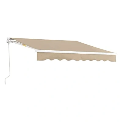 Imagen de [en.casa] Toldo Articulado con Armazón 350 x 250 cm Brazo Extraíble Enrollable Retráctil Manual Terraza Balcón Protector de Sol Parasol Manivela Beige