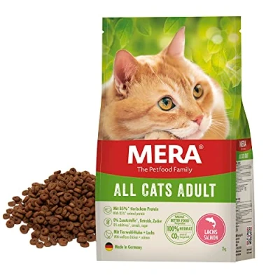 Imagen de MERA Cats Salmón (2 kg), alimento seco sin Cereales para Gatos Adultos, Comida sostenible con Alto Porcentaje de Carne
