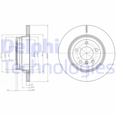 Imagen de DELPHI BG4168 Disco de freno 320 20 5 ventilado aceitado sin procesar cojinete rueda, anillo sensor ABS BMW: X6, X5