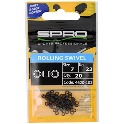 Imagen de Spro Mat Black Rolling Swivel Remolino de pesca (20 unidades, tamaño 4, 35 kg)