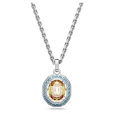 Imagen de Swarovski Collar Chroma para mujer, con Cristales Azules y Piedra Central Amarilla, Baño de Rodio, Colección