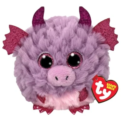 Imagen de Ty Beanie Balls Spark Draghetto con Ojos Rosas Brillantes, Animales de Peluche Suaves y Redondos para coleccionar, 10 cm, T42557