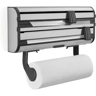 Imagen de Leifheit Parat Royal Portarrollos de Pared, para 3 Rollos, Porta Rollos un Corte Limpio, Cocina Acero Inoxidable (25793), Color Silver, 38.5 x 16.2 8.5 cm