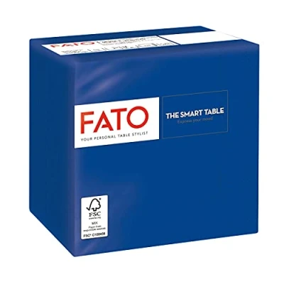 Imagen de Fato, Servilletas de Papel Desechables, Ideales para Aperitivos y Cócteles, Paquete 100 Servilletas, Tamaño 24x24, 4 pliegues, 2 capas, Color Azul Noche, 100% Puro Celulosa