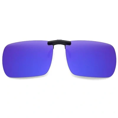 Imagen de JM Sin Marco Rectángulo Clip en Gafas de Sol Ligero Peso Polarizadas Anteojos Hombre Mujer 60 * 47（Azul Espejo）