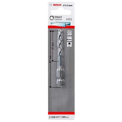 Imagen de Bosch Professional HSS Impact Control Broca hexagonal (para metal, 4.5 x 47 87 mm, accesorio de taladro)