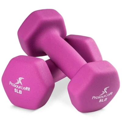 Imagen de ProsourceFit Neoprene Mancuernas, Unisex Adult, Morado, 5 LB