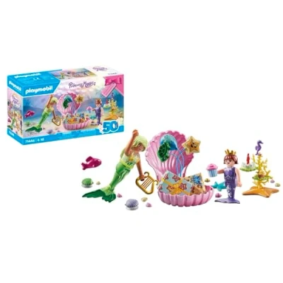 Imagen de PLAYMOBIL Princess Magic 71446 Cumpleaños de Sirenas, Alegre celebración con Dos Sirenas y Regalos Coloridos, Juego Roles imaginativo, Juguetes para niños a Partir 4 años