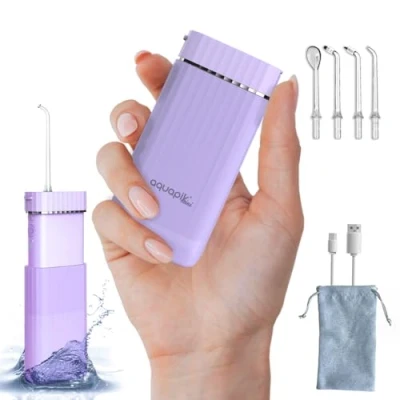 Imagen de Irrigador dental portátil Mini 200 ml Water flosser recargable USB tipo C 3 modos presión limpieza profunda Encías sensibles, ortodoncia e implantes dentales Aquapik