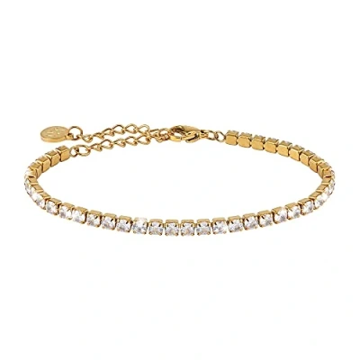 Imagen de GD GOOD.designs Pulsera de tenis para señoras plata y oro I circonitas cúbicas con piedras cristal (3mm) (Oro)