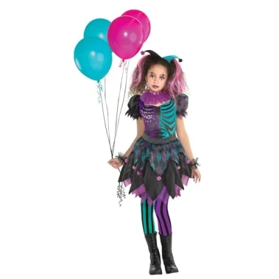 Imagen de amscan 9914697 Disfraz de payaso arlequín embrujado, para Halloween, niñas 4 a 6 años