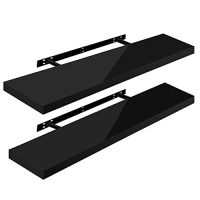 Imagen de WOLTU Estante de Pared Tablero Volato Juego 2 Flotante Libre CD DVD Libro Madera 100x22,9x3,8cm, Negro, RG9482sz