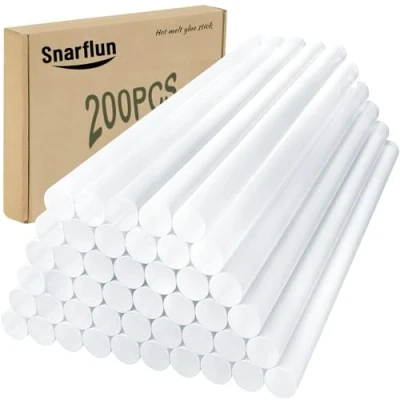 Imagen de 200 Barras de Pegamento Termofusible 7 mm x 100 mm, Transparentes, para Pistola Caliente, Ideal Bricolaje y Proyectos Creativos
