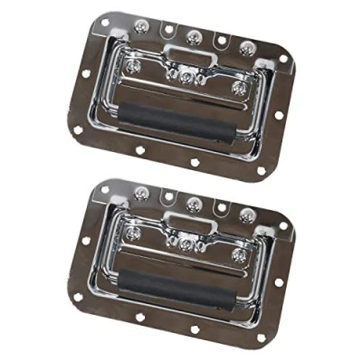 Imagen de HMF 14992 09 Juego de 2 asas abatibles con placa y resorte, 16 x 10,7 cm, color plateado