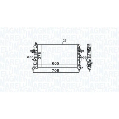 Imagen de MAGNETI MARELLI 350213159300 Radiador, refrigeración del motor 605 378 23 Aletas unidas mecánicamente OPEL: Zafira B, Astra H GTC