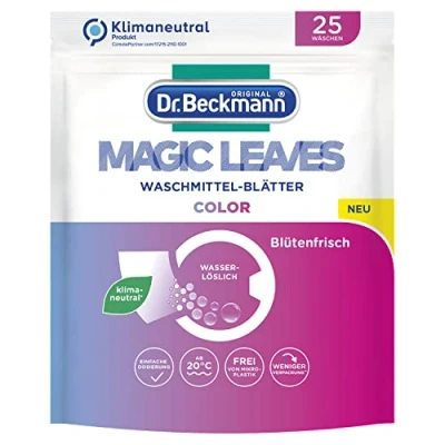 Imagen de Dr. Beckmann Magic Leaves Color hojas de lavado predosificadas y solubles en agua, ahorro espacio fácil usar, 10 x 25