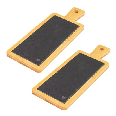 Imagen de Westmark Juego de 2 tablas bambú y pizarra natural para servir, con diseño asa, cuadradas, superficie 23 x 9 cm, pizarra, tapas + amigos, 697022E3