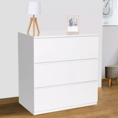 Imagen de IDMarket TOMI Cajonera con 3 cajones (78 cm), Color Blanco