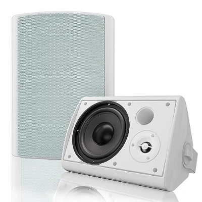 Imagen de Herdio Altavoces para el Exterior de 6.5 Pulgadas Altavoz Bluetooth Interiores y Exteriores montado en la Pared jardín Patio Terrazas al Aire Libre Veranda, Blanco