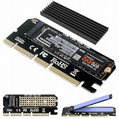 Imagen de NVME Adaptador PCIE x4 x8 x16 con Disipador de Calor, 6amLifestyle M.2 o AHCI SSD a 3.0 4.0 Tarjeta Adaptadora para Key M 2230, 2242, 2260, 2280