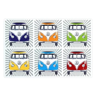 Imagen de BRISA VW Collection Volkswagen Juegos de manteles Individuales y Posavasos Desechables T1 Camper Bus (Samba Stripes Colorido/Conjunto 4)