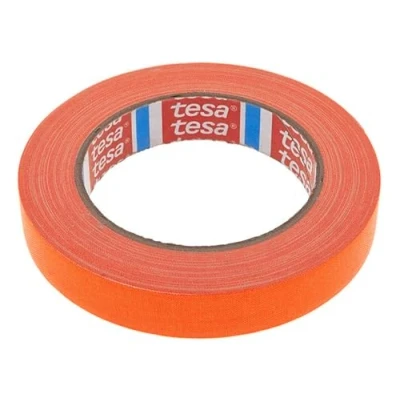 Imagen de Tesa 4671 Cinta adhesiva de tela Gaffer Tejido recubierto PE coloreado, para interiores y exteriore artes espectáculos, señalización 19 mm x 25 m (naranja fluorescente)