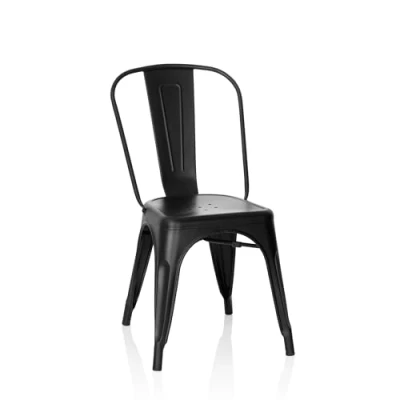 Imagen de hjh OFFICE 645038 Silla de Bistro VANTAGGIO Brush Metal Mate Negra en diseño Industrial, apilable