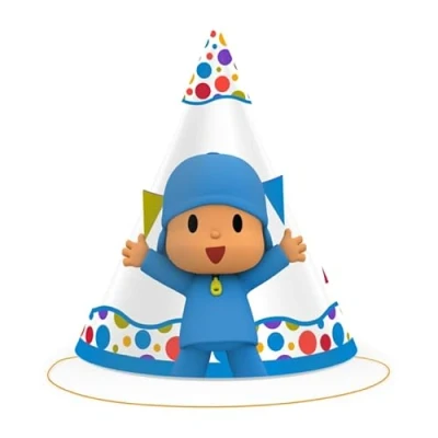 Imagen de CONVER PARTY Gorros de Cartón Pocoyo Decoración Cumpleaños Gorritos Artículos Fiesta 6 Unidades