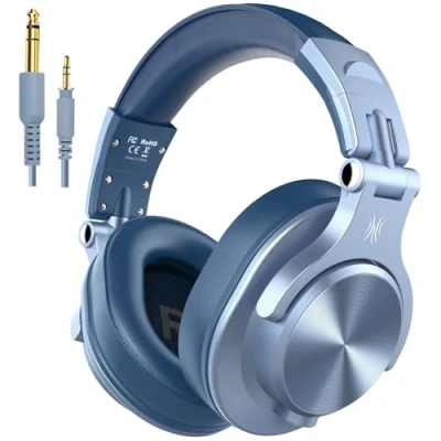 Imagen de OneOdio A70 Auricurales Bluetooth Inalambricos 72H, Auriculares Diadema Cerrados con Puerto Compartido, Cable de 3.5mm para DJ Piano Guitarra Grabación y Monitoreo AMP, Azul Cielo