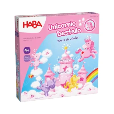 Imagen de HABA 2012232005 Unicornio Destello Torre de Nubes, Juego Infantil Mesa cooperativo Habilidad. Más 4 años