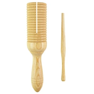 Imagen de A Star Single Wooden Guiro Tone Wood Block Agogo with Beater Instrumento de percusión rítmica
