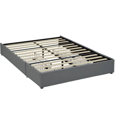 Imagen de HOMCOM Cama Doble 140x190 cm Estructura de Somier con 3 Cajones y Metal Carga 363 kg Gris